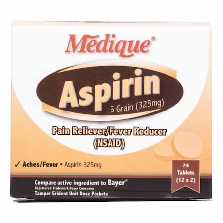 Medique Pain Relief 325 mg Strength Aspirin Tablet 24 per Box 11664